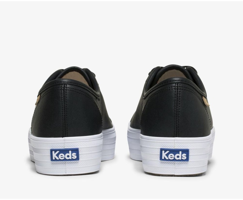 Keds Triple Kick Luxe Leder Sneakers Damen Schwarz | QBX206819