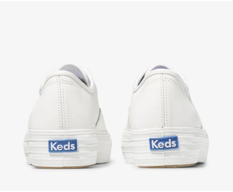 Keds Triple Leder Sneakers Damen Weiß | QLW634798