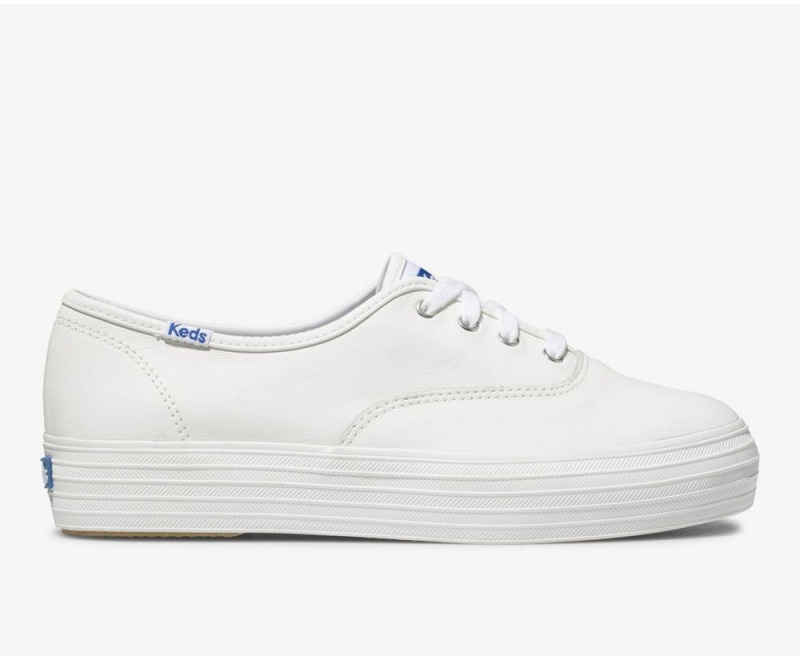 Keds Triple Leder Sneakers Damen Weiß | QLW634798