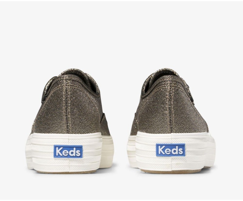 Keds Triple Metallic Twill Sneakers Damen Gold | DIV831754