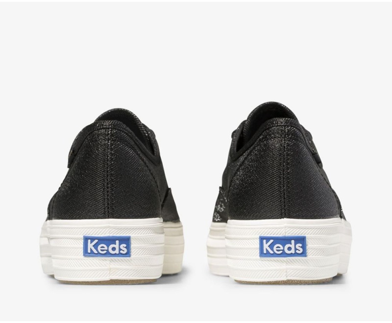 Keds Triple Metallic Twill Sneakers Damen Schwarz | JNV619820