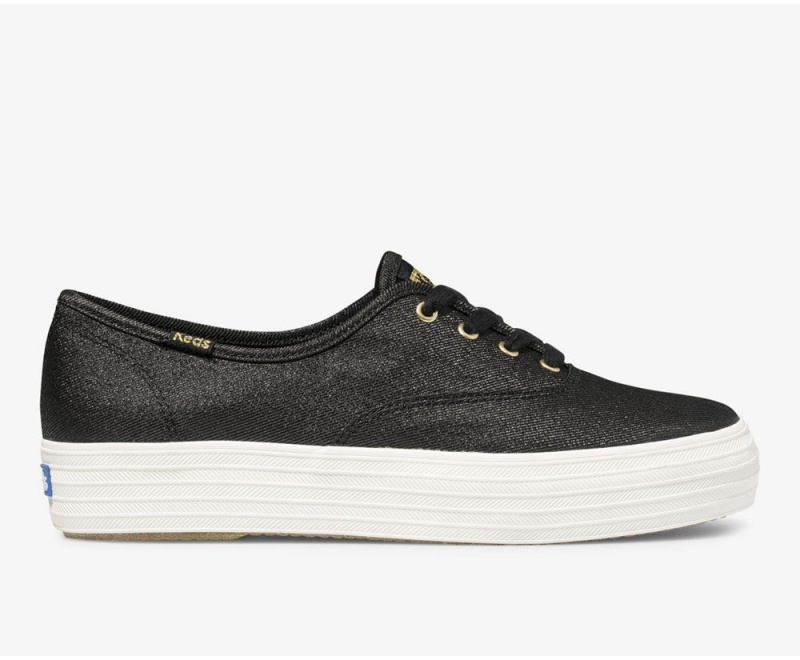 Keds Triple Metallic Twill Sneakers Damen Schwarz | JNV619820