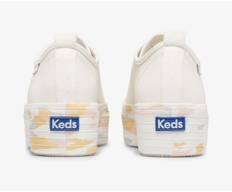 Keds Triple Up Leder Leder Marble Sneakers Damen Weiß | VSN468071