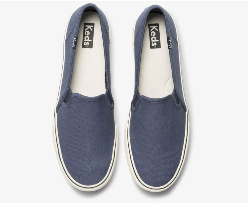 Keds Washable Double Decker Canvas Vintage Slip On Damen Blau | XEB430896