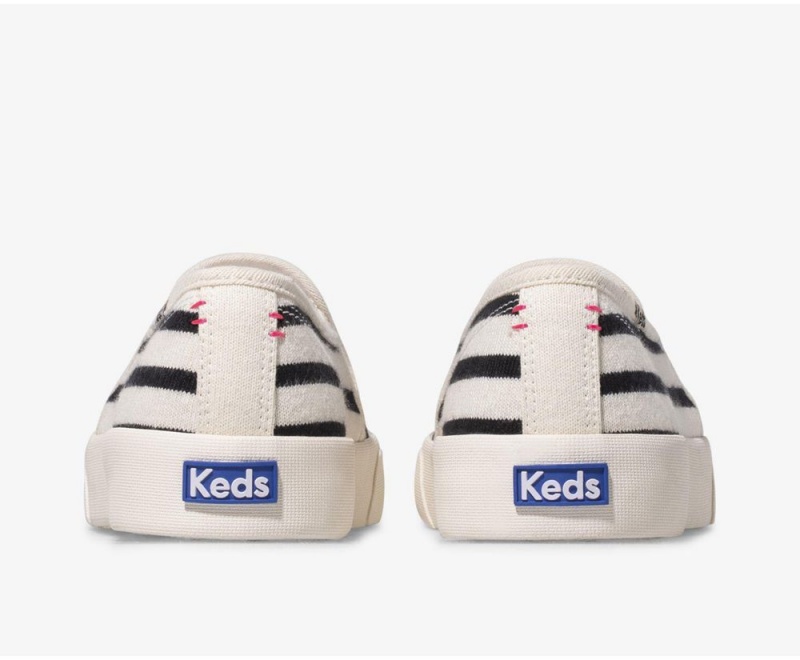 Keds x Hatch Double Decker Bateau Stripe Slip On Damen Weiß Schwarz | BOY619705