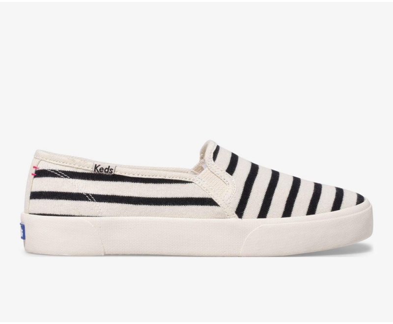 Keds x Hatch Double Decker Bateau Stripe Slip On Damen Weiß Schwarz | BOY619705