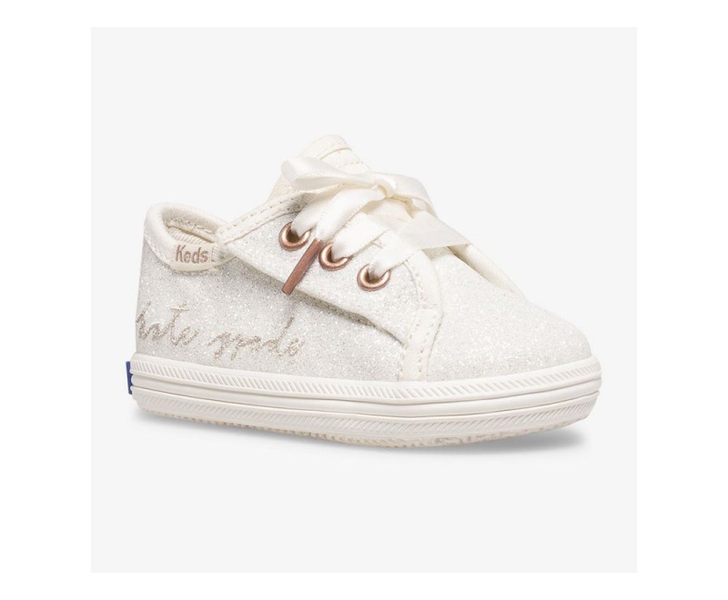 Keds x KSNY Kickstart Ivory Glitter Crib Sneakers Mädchen Weiß | ITJ178394