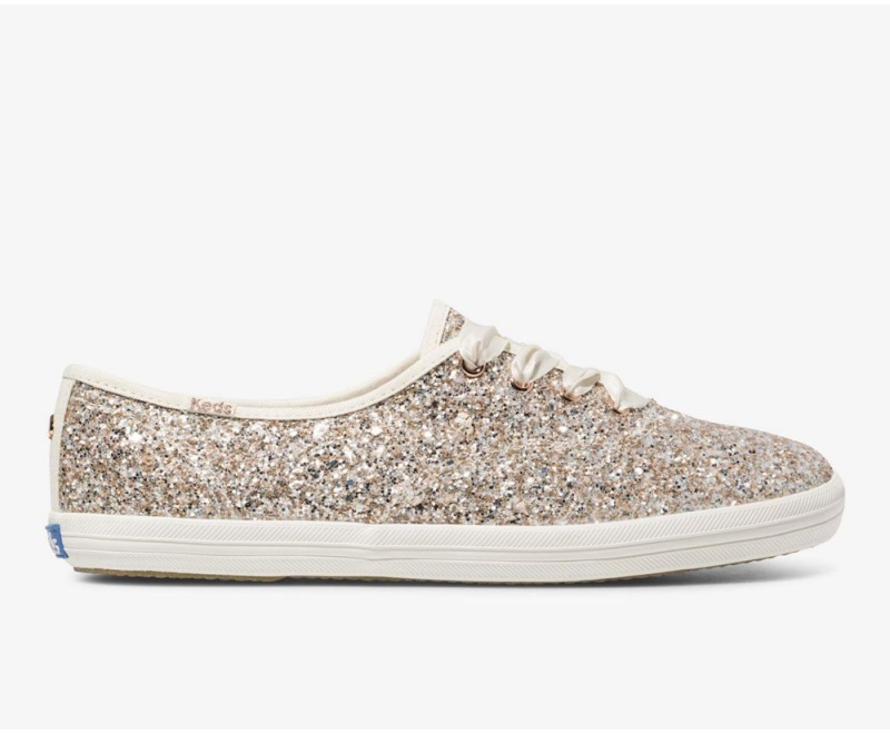 Keds x Kate Spade New York Champion Glitter Sneakers Damen Rosa Gold | YVB329785