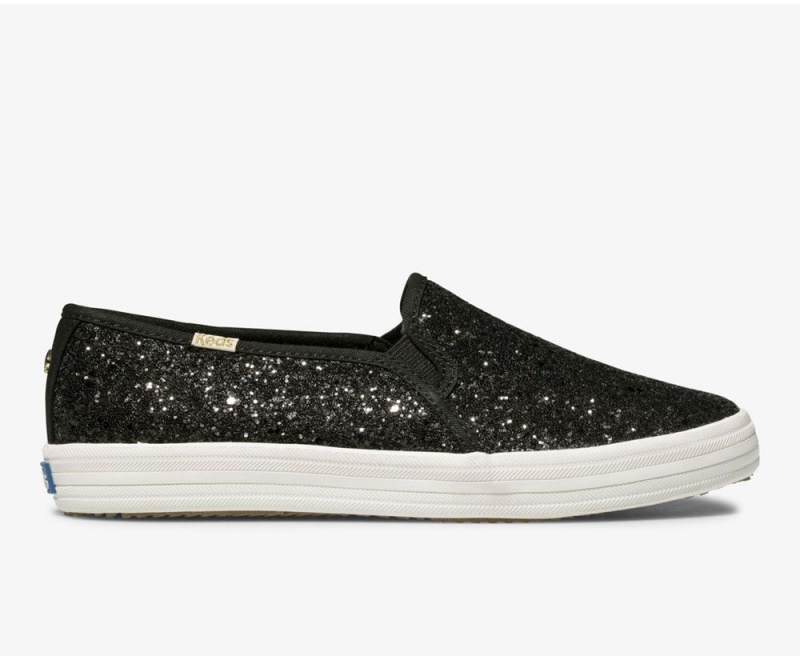 Keds x Kate Spade New York Double Decker Glitter Slip On Damen Schwarz | PSA952803