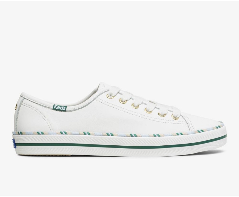 Keds x Kate Spade New York Kickstart Leder Sport Sneakers Damen Weiß | VET132684