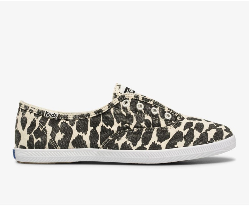 Keds x Organic Baumwoll Chillax Washable Leopard Slip On Damen Weiß Schwarz | ITU359478