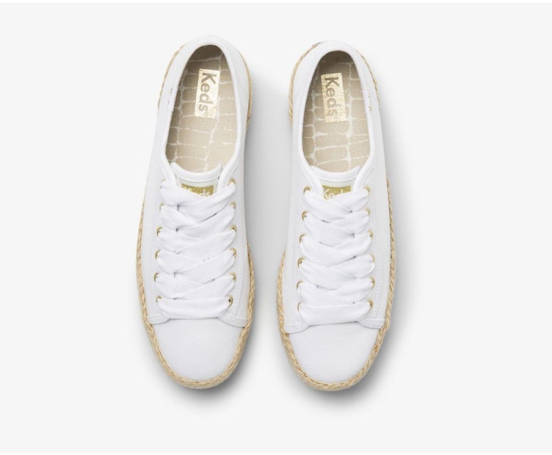 Keds x Organic Baumwoll Triple Kick Jute Sneakers Damen Weiß | WXD164072