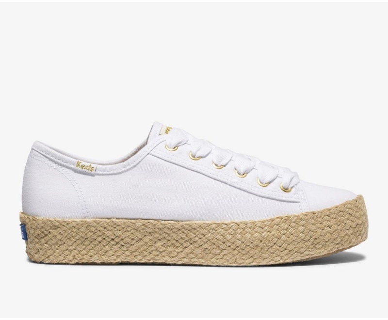 Keds x Organic Baumwoll Triple Kick Jute Sneakers Damen Weiß | WXD164072