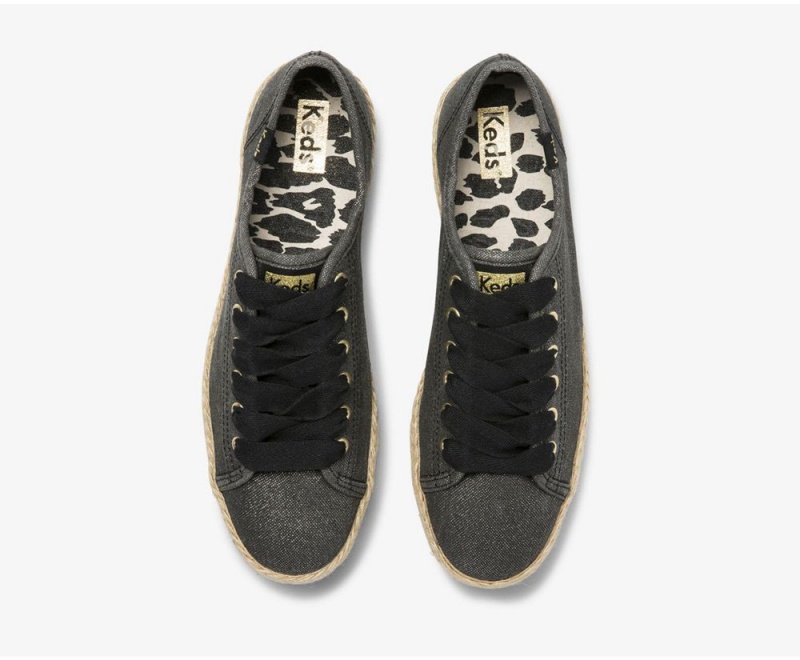 Keds x Organic Baumwoll Triple Kick Jute Sneakers Damen Schwarz | MRV425391