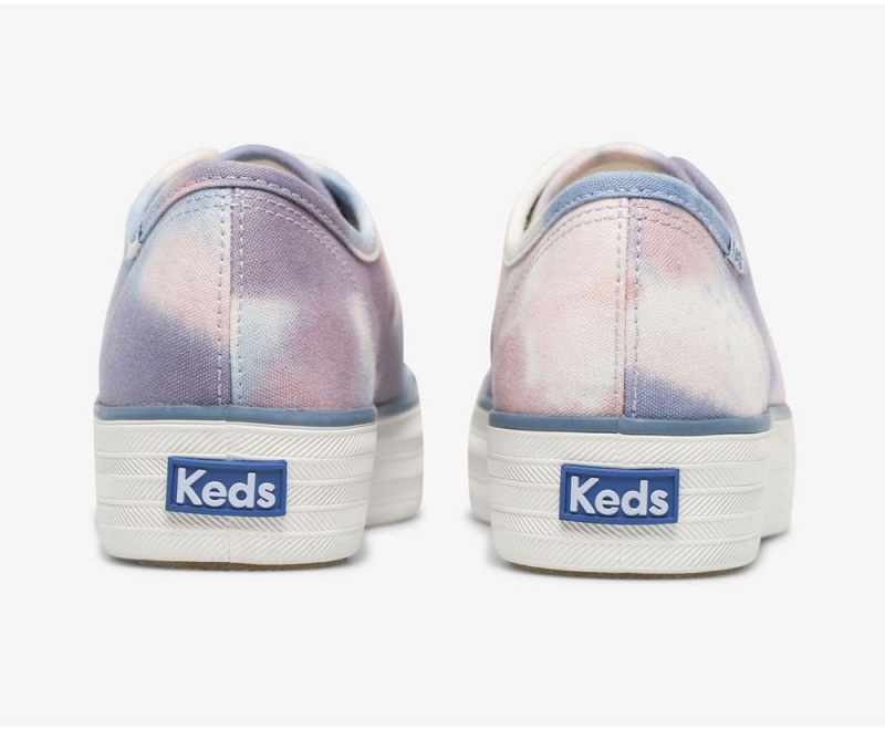 Keds x Organic Baumwoll Triple Kick Tie Dye Sneakers Damen Navy Mehrfarbig | RQH108495