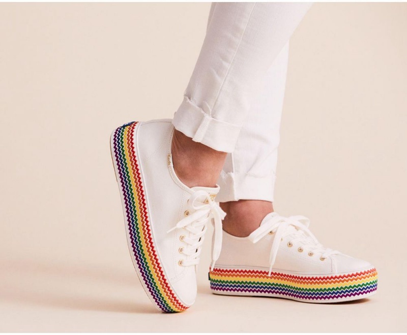 Keds x Organic Baumwoll Triple Up Rainbow Jute Sneakers Damen Weiß | RKG165938