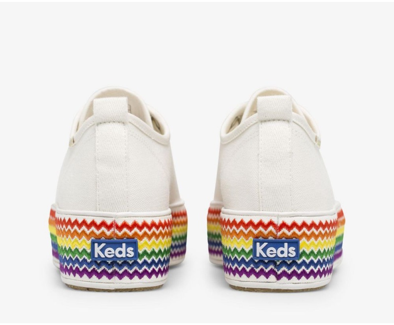 Keds x Organic Baumwoll Triple Up Rainbow Jute Sneakers Damen Weiß | RKG165938