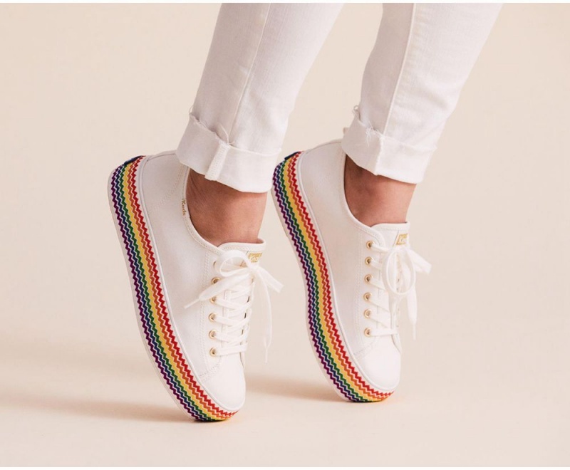 Keds x Organic Baumwoll Triple Up Rainbow Jute Sneakers Damen Weiß | RKG165938