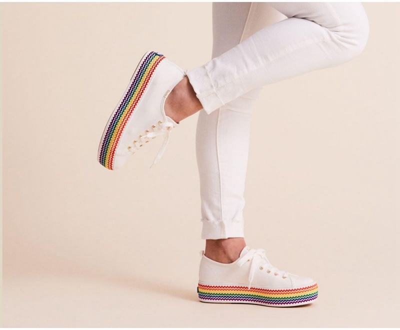 Keds x Organic Baumwoll Triple Up Rainbow Jute Sneakers Damen Weiß | RKG165938