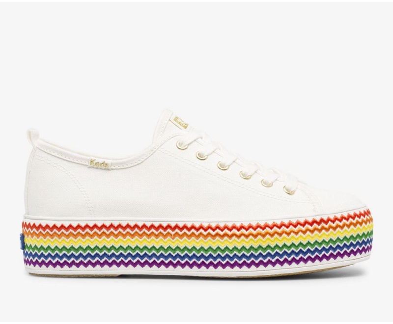 Keds x Organic Baumwoll Triple Up Rainbow Jute Sneakers Damen Weiß | RKG165938