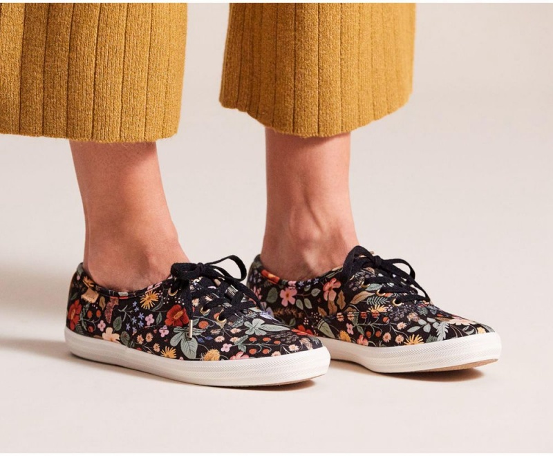 Keds x Rifle Paper Co. Champion Strawberry Fields Sneakers Damen Schwarz Mehrfarbig | TLW245871