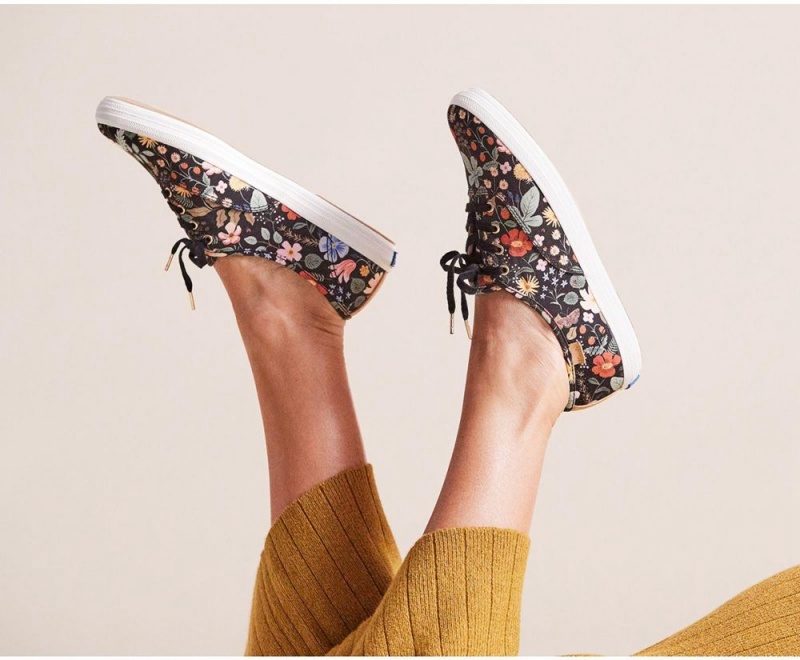 Keds x Rifle Paper Co. Champion Strawberry Fields Sneakers Damen Schwarz Mehrfarbig | TLW245871