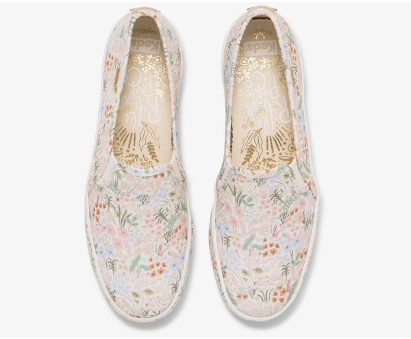 Keds x Rifle Paper Co. Double Decker Meadow Slip On Damen Weiß Mehrfarbig | CQV089217