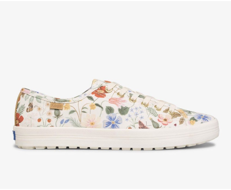 Keds x Rifle Paper Co. Kickstart TRX Strawberry Fields Sneakers Damen Weiß Mehrfarbig | GPH269140